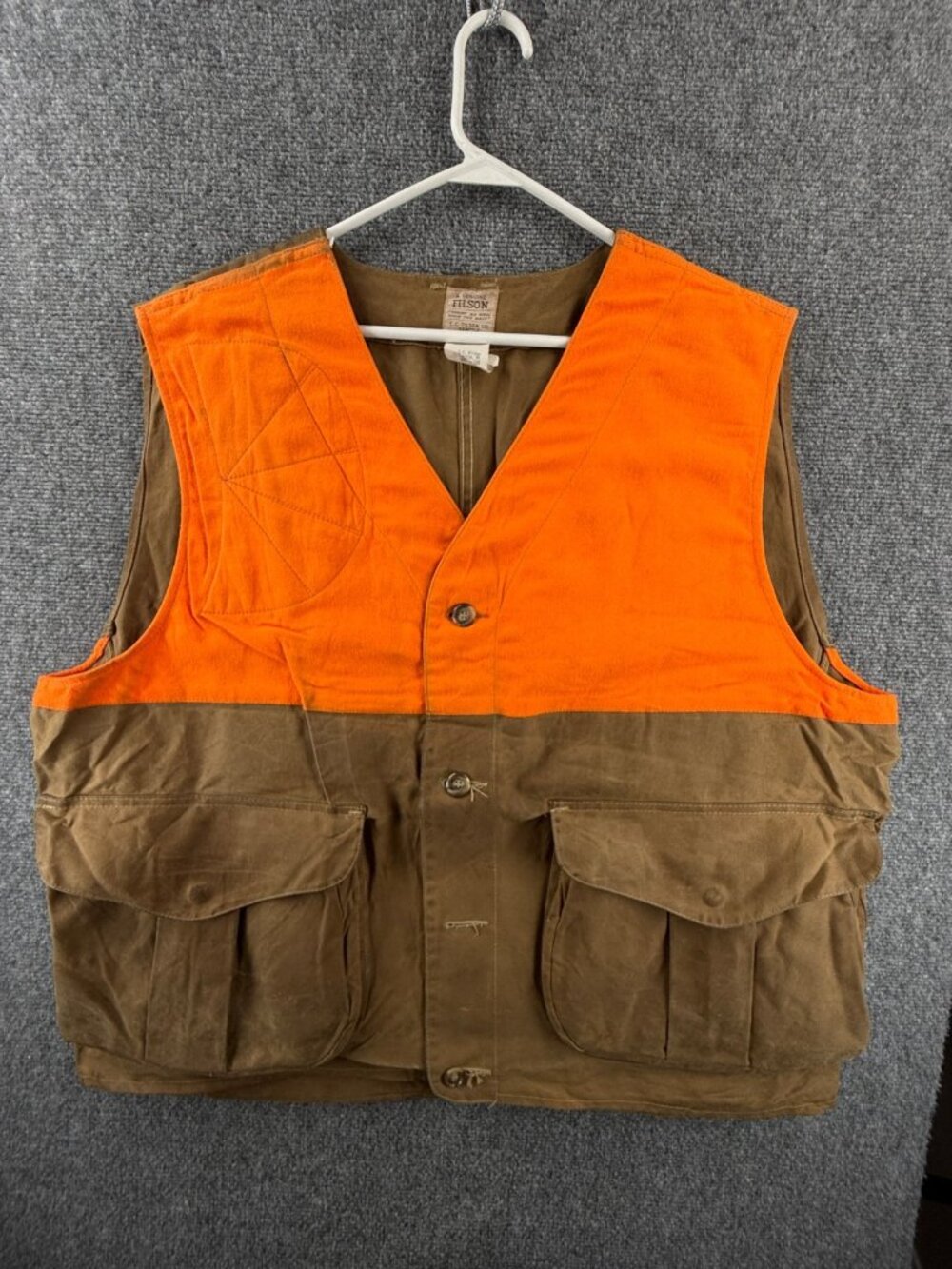CC Filson Waxed Hunting Vest Blaze Orange Canvas 2XL Style 631B USA Cotton Cargo